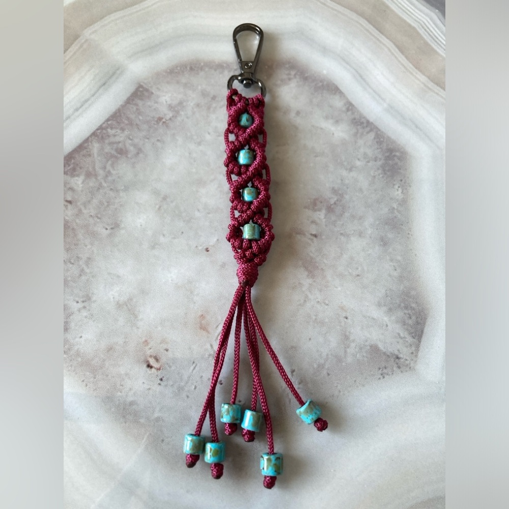 ✨Handmade Macrame Czech Glass Beaded Keychain